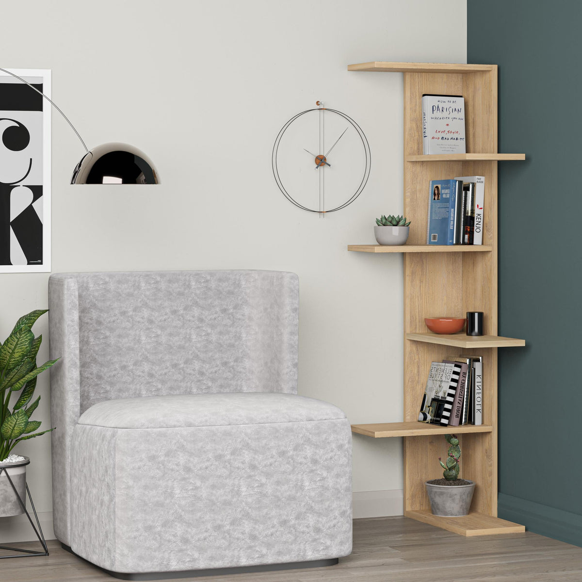 Decortieliving - Saso 5-tier Corner Bookcase 141 cm