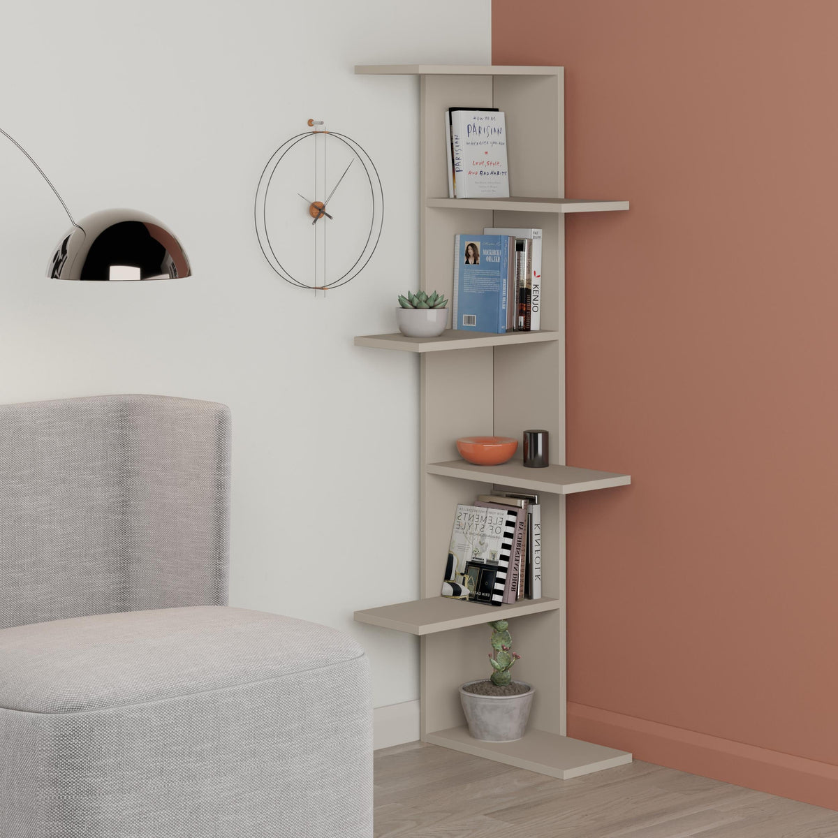 Decortieliving - Saso 5-tier Corner Bookcase 141 cm