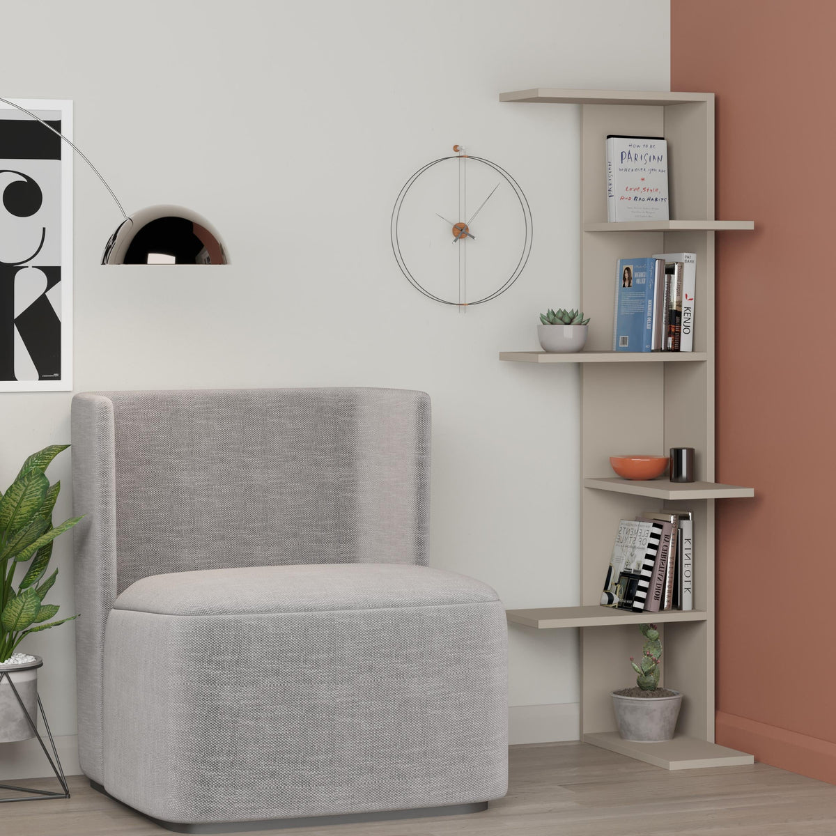Decortieliving - Saso 5-tier Corner Bookcase 141 cm