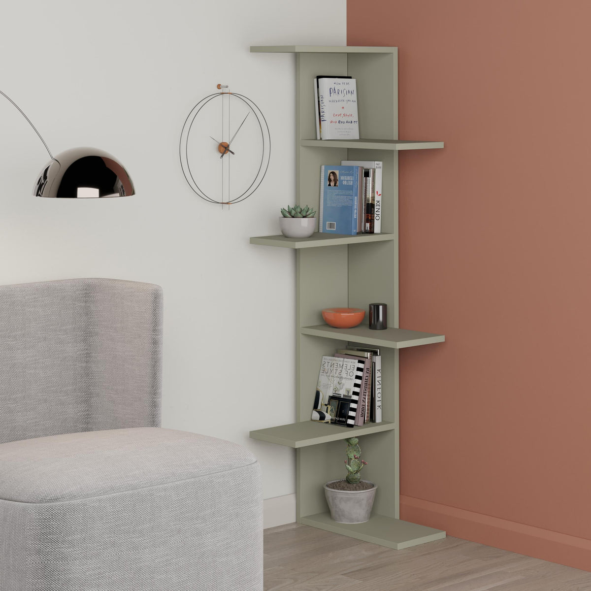 Decortieliving - Saso 5-tier Corner Bookcase 141 cm