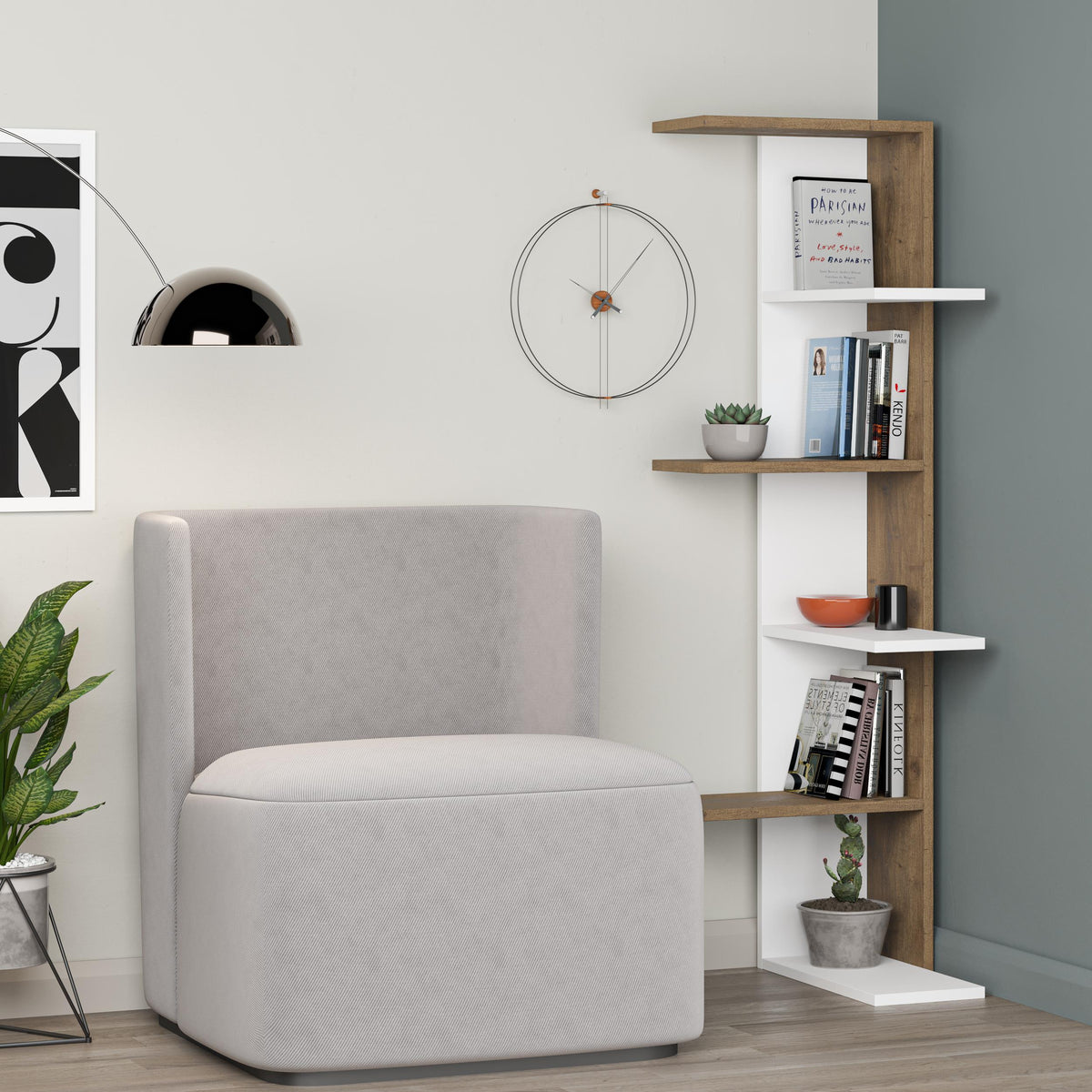 Decortieliving - Saso 5-tier Corner Bookcase 141 cm