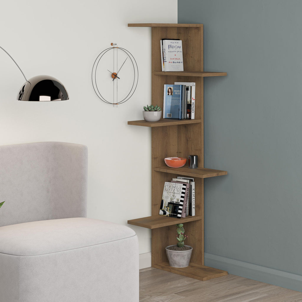 Decortieliving - Saso 5-tier Corner Bookcase 141 cm