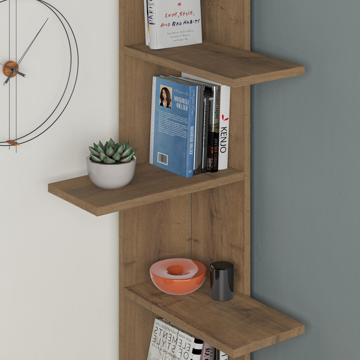 Decortieliving - Saso 5-tier Corner Bookcase 141 cm