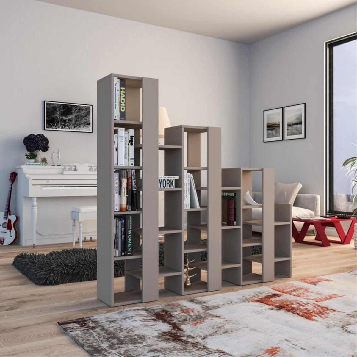 Decortieliving - Lift Separator Modern Bookcase Display Unit Room Separator Tall 151cm