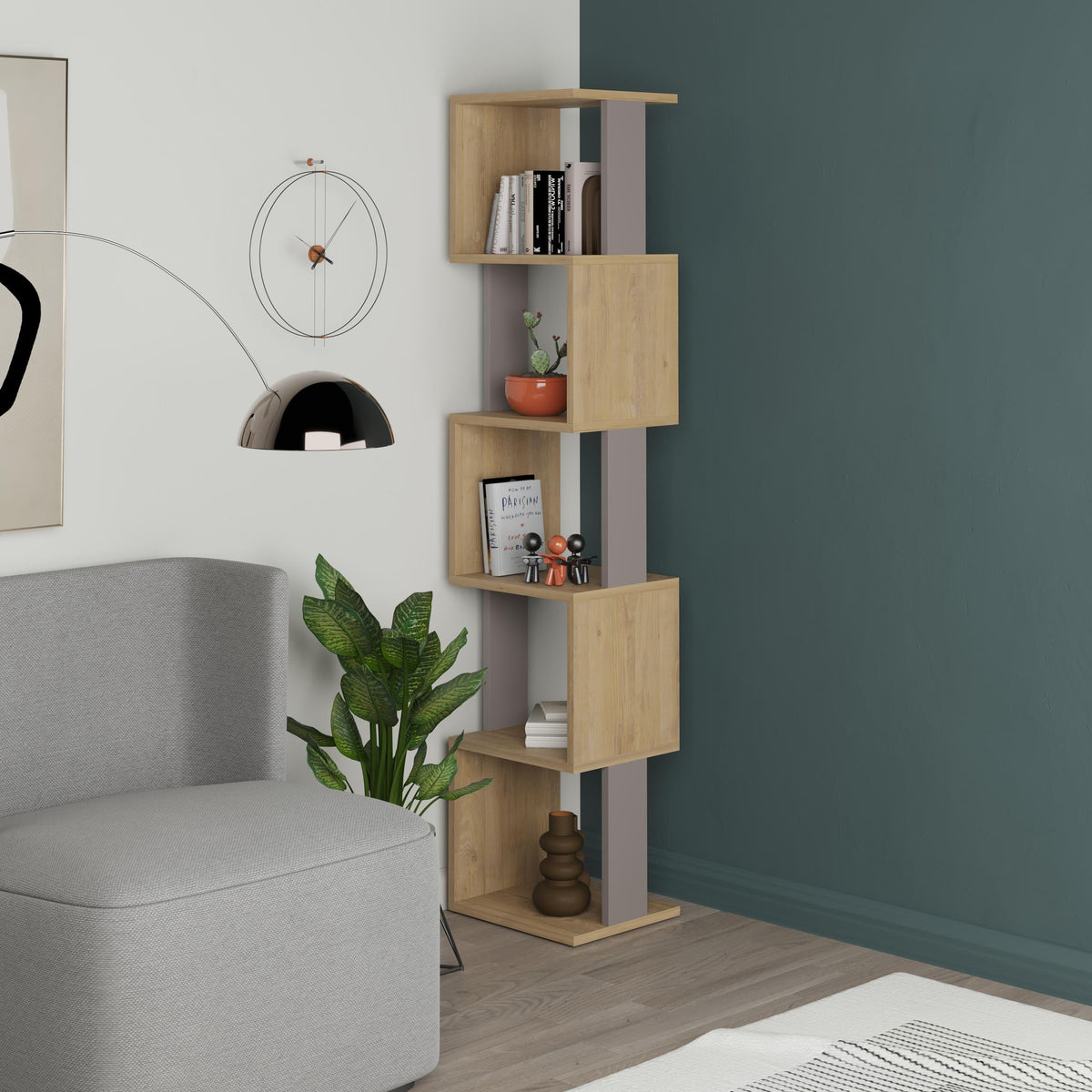 Decortieliving - Piri Modern Bookcase Display Unit Tall 161cm