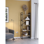 Decortieliving - Detroit Industrial Bookcase Shelving Unit Oak-Black 58 x 175 cm
