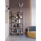 Decortieliving - Detroit Industrial Bookcase Shelving Unit Oak - Black 87.5 x 175 cm