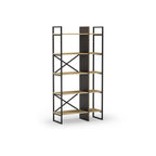 Decortieliving - Detroit Industrial Bookcase Shelving Unit Oak - Black 87.5 x 175 cm