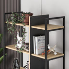 Decortieliving - Detroit Industrial Bookcase Shelving Unit Oak - Black 87.5 x 175 cm