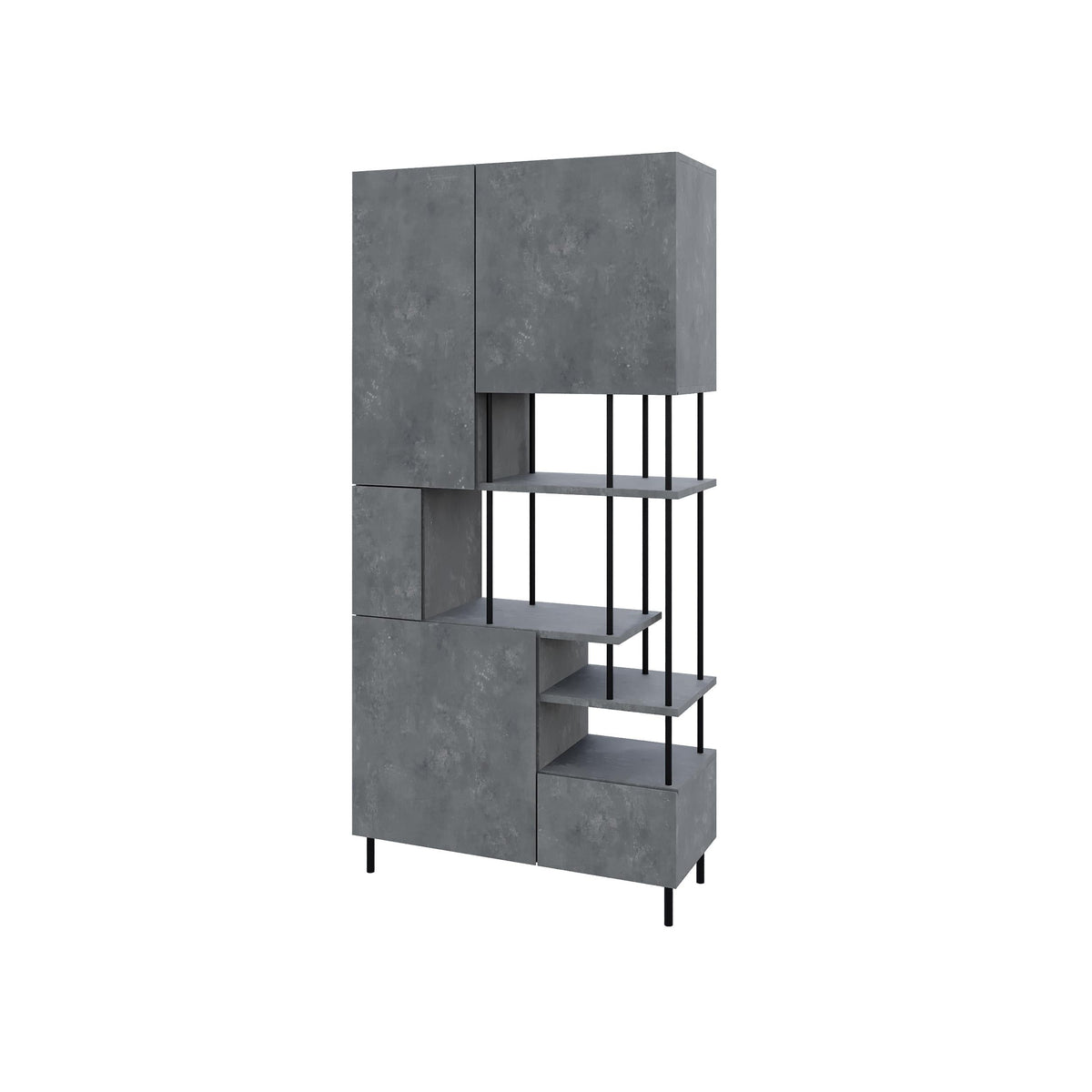 Decortieliving - Key Bookcase – Modern 5 Door Storage Cabinet with Shelves