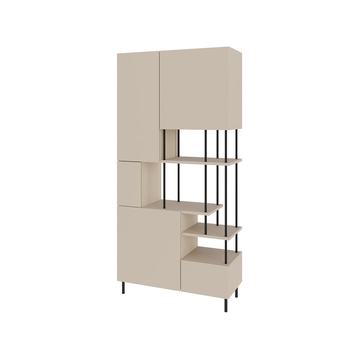 Decortieliving - Key Bookcase – Modern 5 Door Storage Cabinet with Shelves