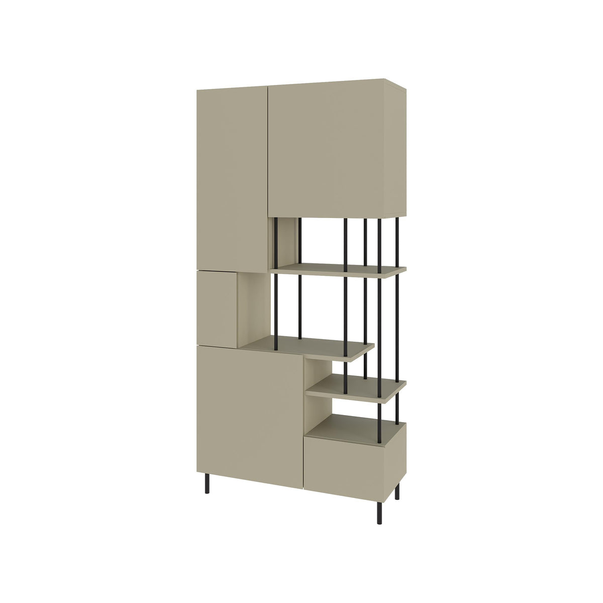 Decortieliving - Key Bookcase – Modern 5 Door Storage Cabinet with Shelves