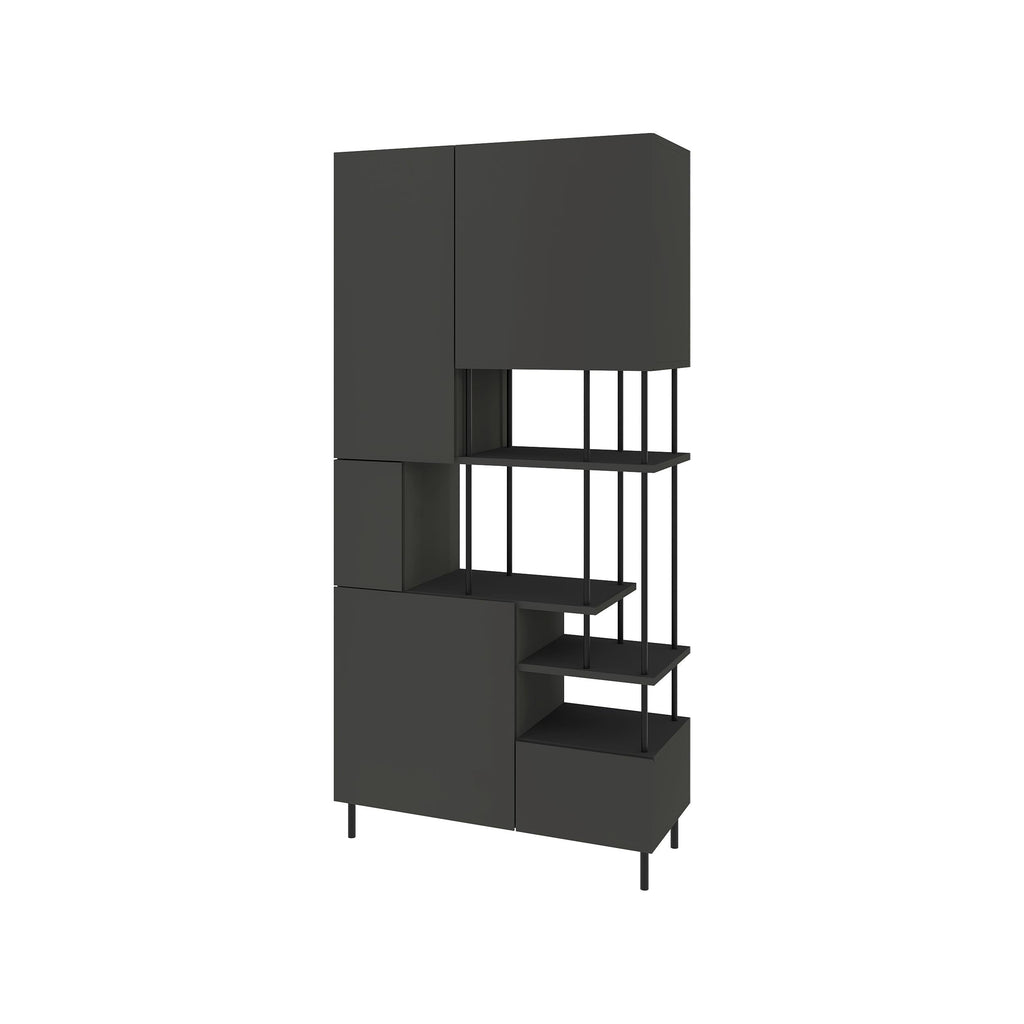 Decortieliving - Key Bookcase – Modern 5 Door Storage Cabinet with Shelves