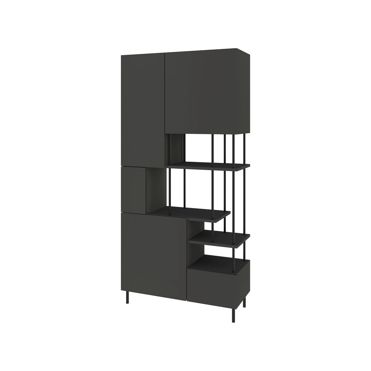 Decortieliving - Key Bookcase – Modern 5 Door Storage Cabinet with Shelves