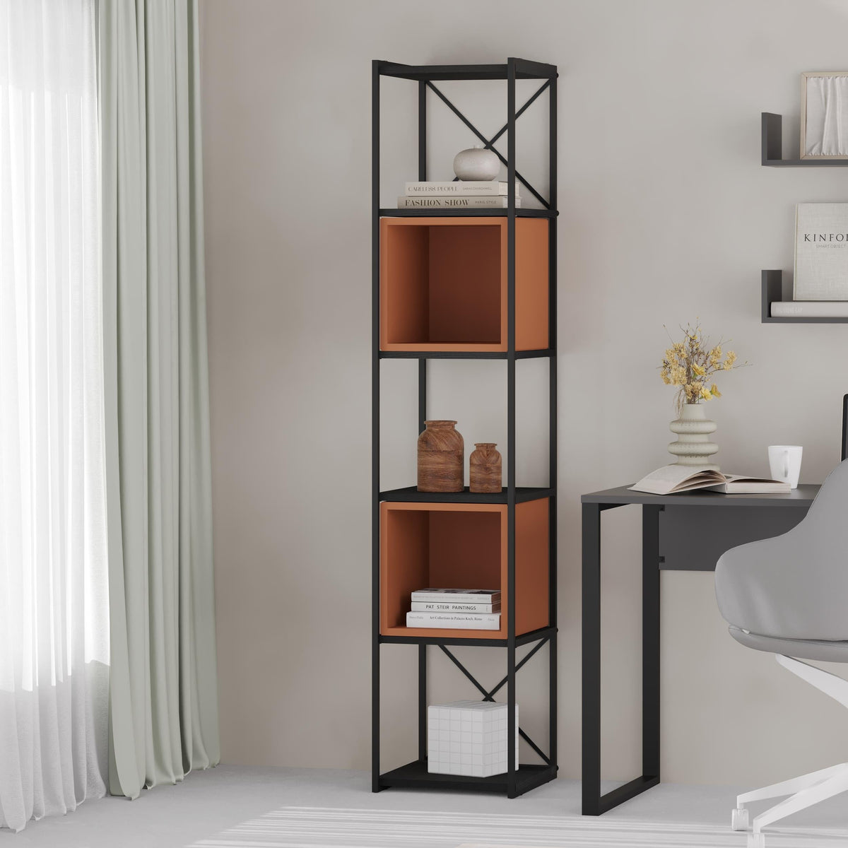 Decortieliving - Vale Mini Industrial Bookcase Set 39 x 36.2 x 179 cm