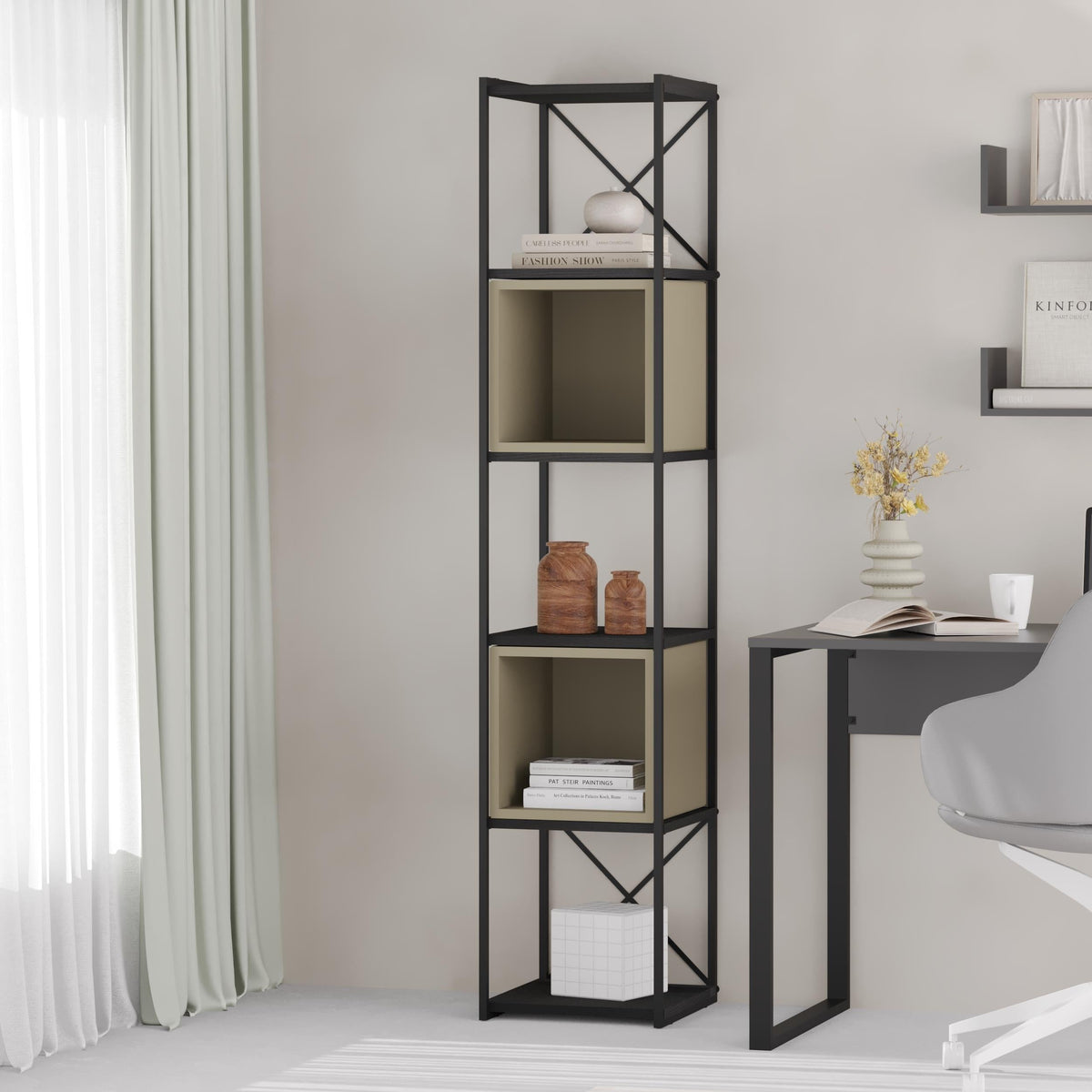 Decortieliving - Vale Mini Industrial Bookcase Set 39 x 36.2 x 179 cm