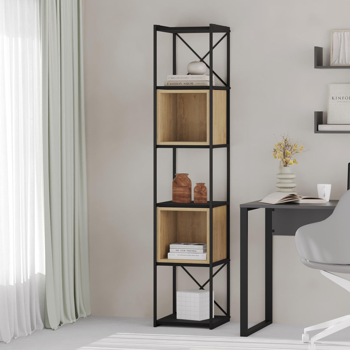 Decortieliving - Vale Mini Industrial Bookcase Set 39 x 36.2 x 179 cm