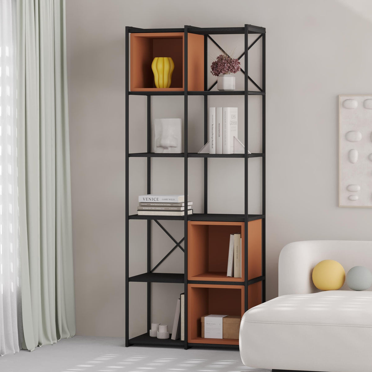 Decortieliving - Vale Midi Industrial Bookcase Set 39 x 70.7 x 179 cm