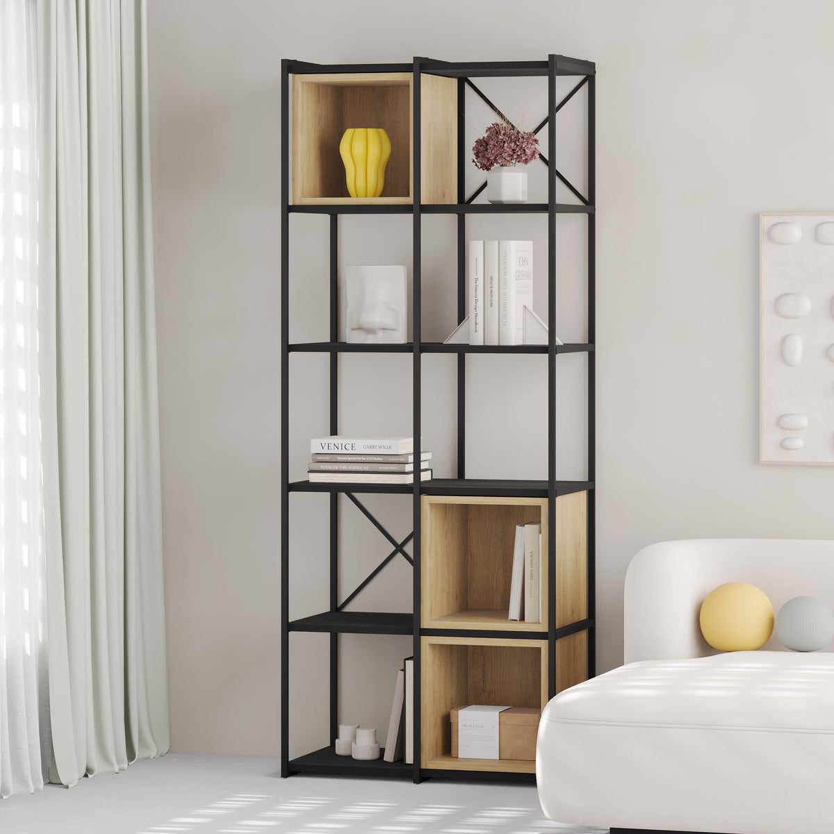 Decortieliving - Vale Midi Industrial Bookcase Set 39 x 70.7 x 179 cm