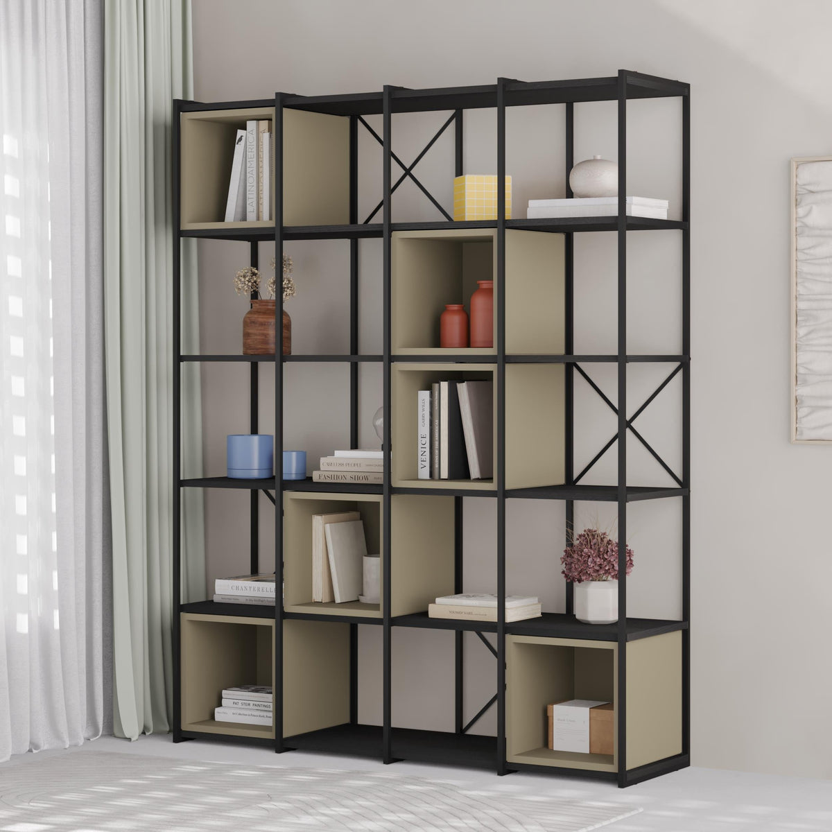 Decortieliving - Vale Maxi Industrial Bookcase Set 39 x 140 x 179 cm