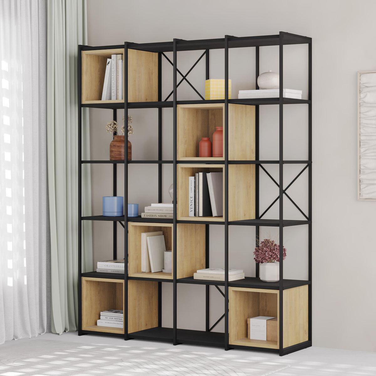 Decortieliving - Vale Maxi Industrial Bookcase Set 39 x 140 x 179 cm