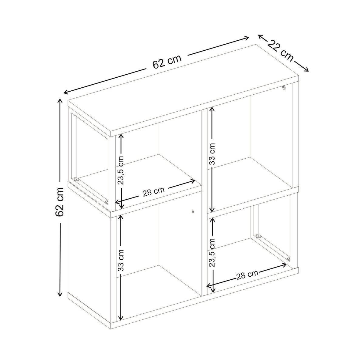 Decortieliving - Bolton Mini Bookcase with Open Shelves