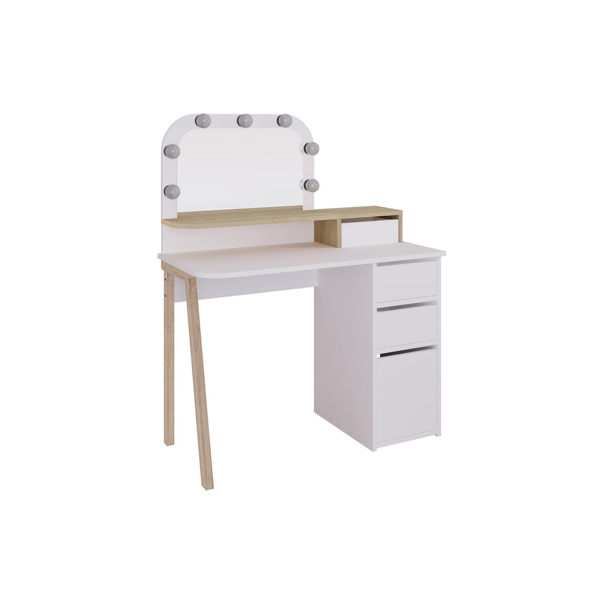 Decortieliving - Avien Dressing Table Set – LED Mirror, 3 Drawers & Storage Cabinet