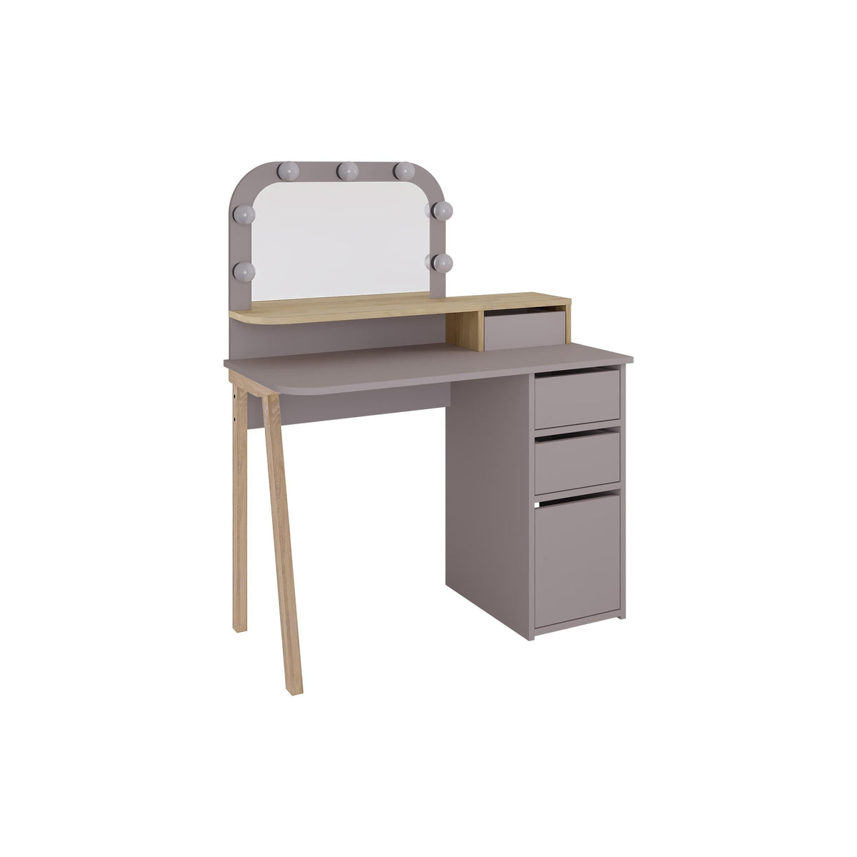 Decortieliving - Avien Dressing Table Set – LED Mirror, 3 Drawers & Storage Cabinet