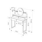 Decortieliving - Lora Vanity Table with Round LED Mirror