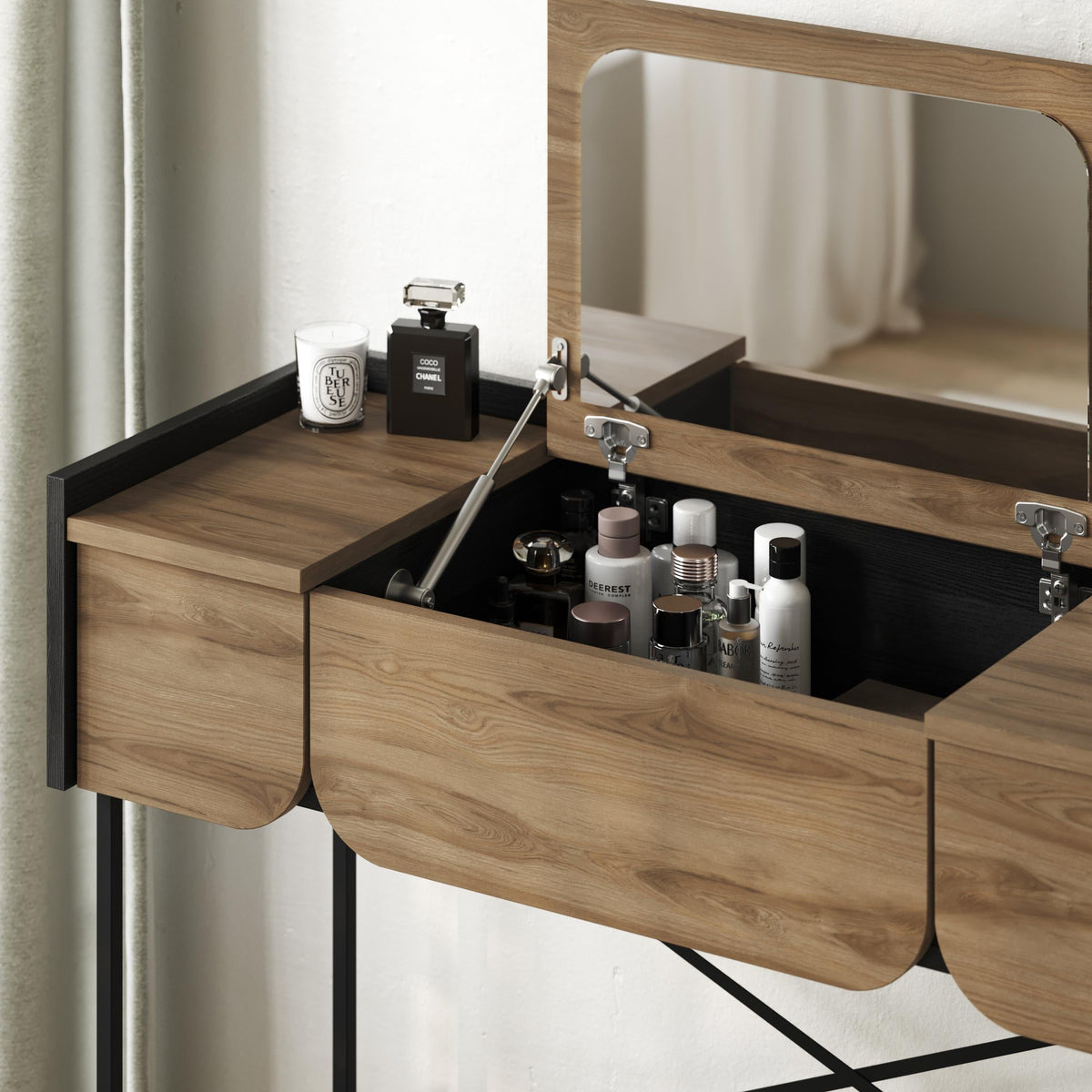 Decortieliving - Terra Dressing Table with Mirror and 2 Drawers