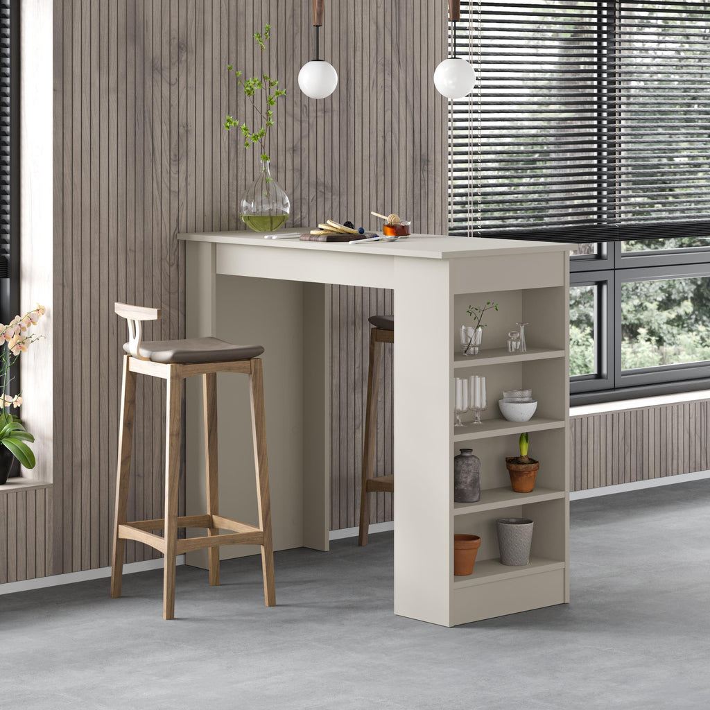 Decortieliving - Swallow Modern Kitchen Bar Table – Dining Table with Storage Shelves