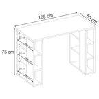 Decortieliving - Colmar Study Desk – 106 cm – Modern Desk with Storage Shelves
