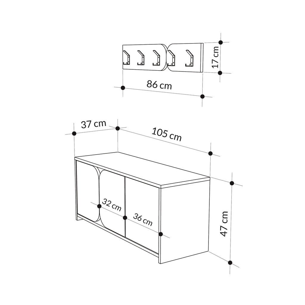 Decortieliving - Moni Hallway Shoe Cabinet and Hanger Set
