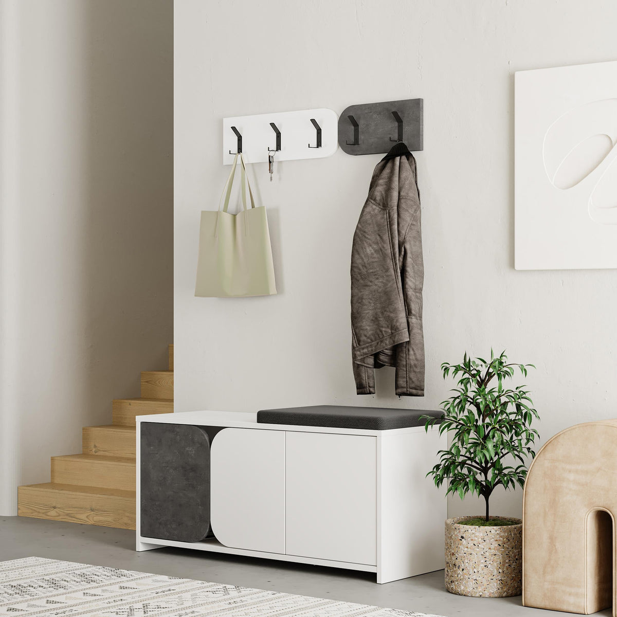 Decortieliving - Moni Hallway Shoe Cabinet and Hanger Set