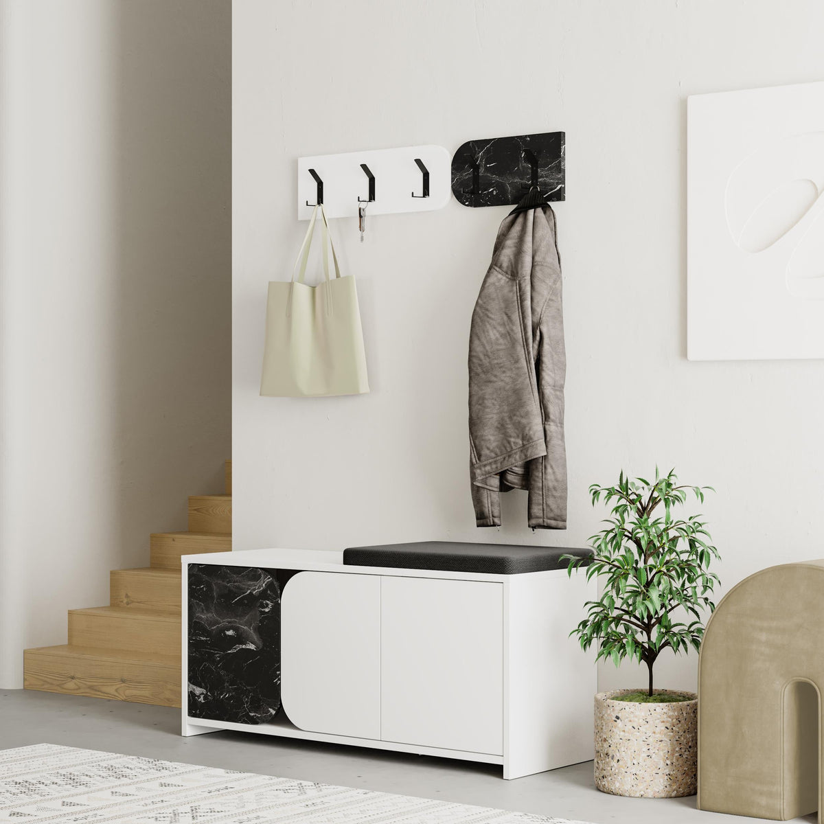 Decortieliving - Moni Hallway Shoe Cabinet and Hanger Set