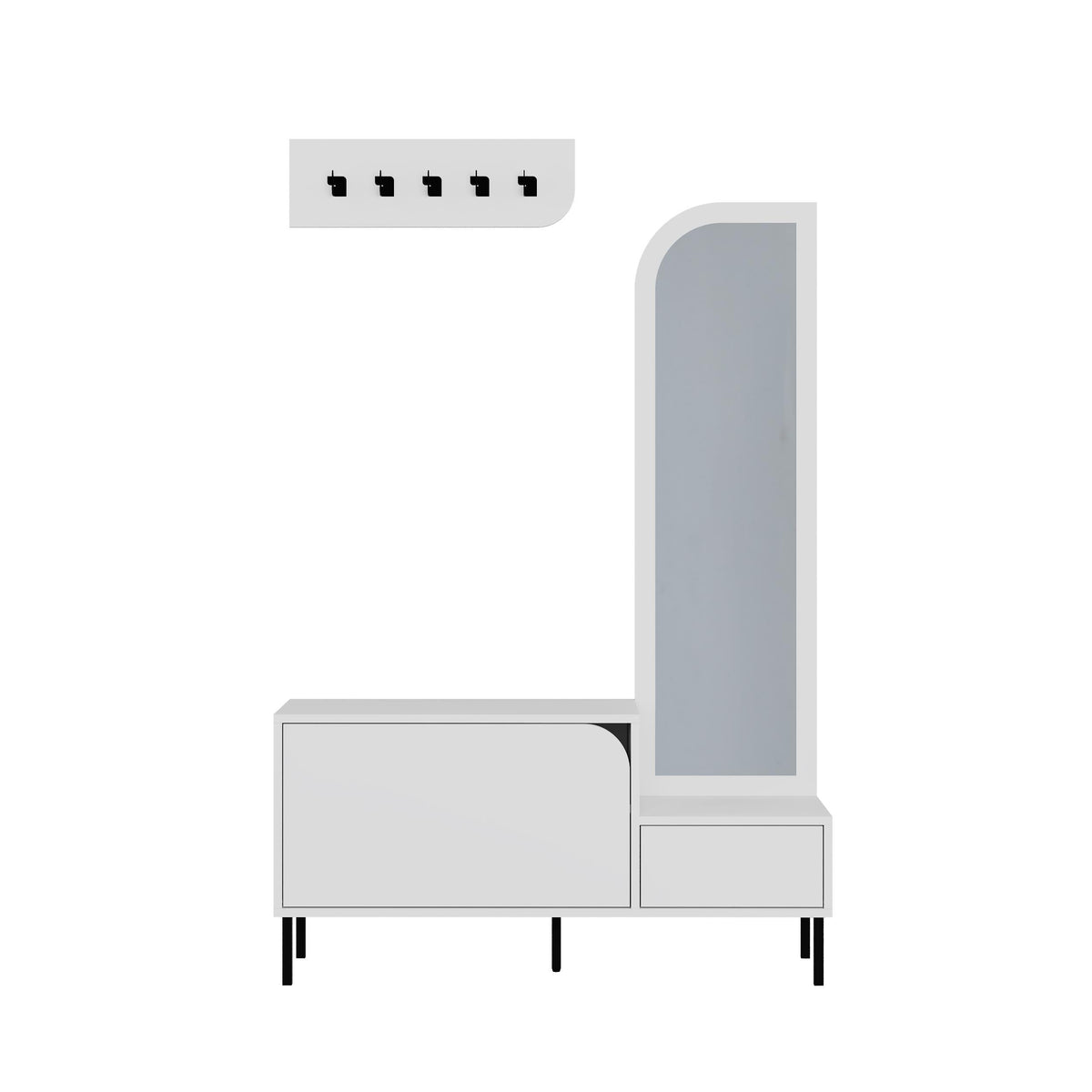 Decortieliving - Mila Shoe Cabinet & Hanger Set – 3-in-1 Hallway Unit with Mirror