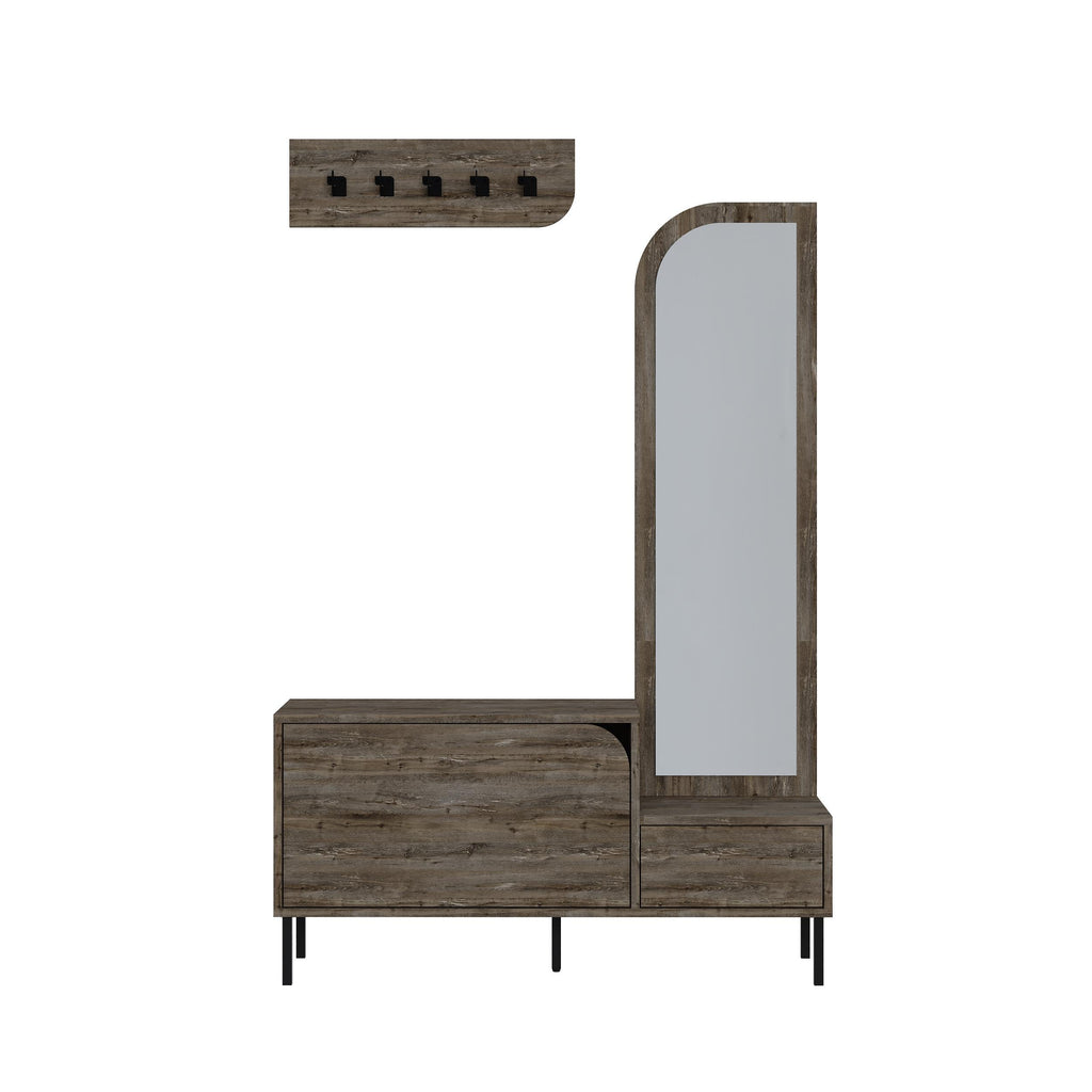 Decortieliving - Mila Shoe Cabinet & Hanger Set – 3-in-1 Hallway Unit with Mirror