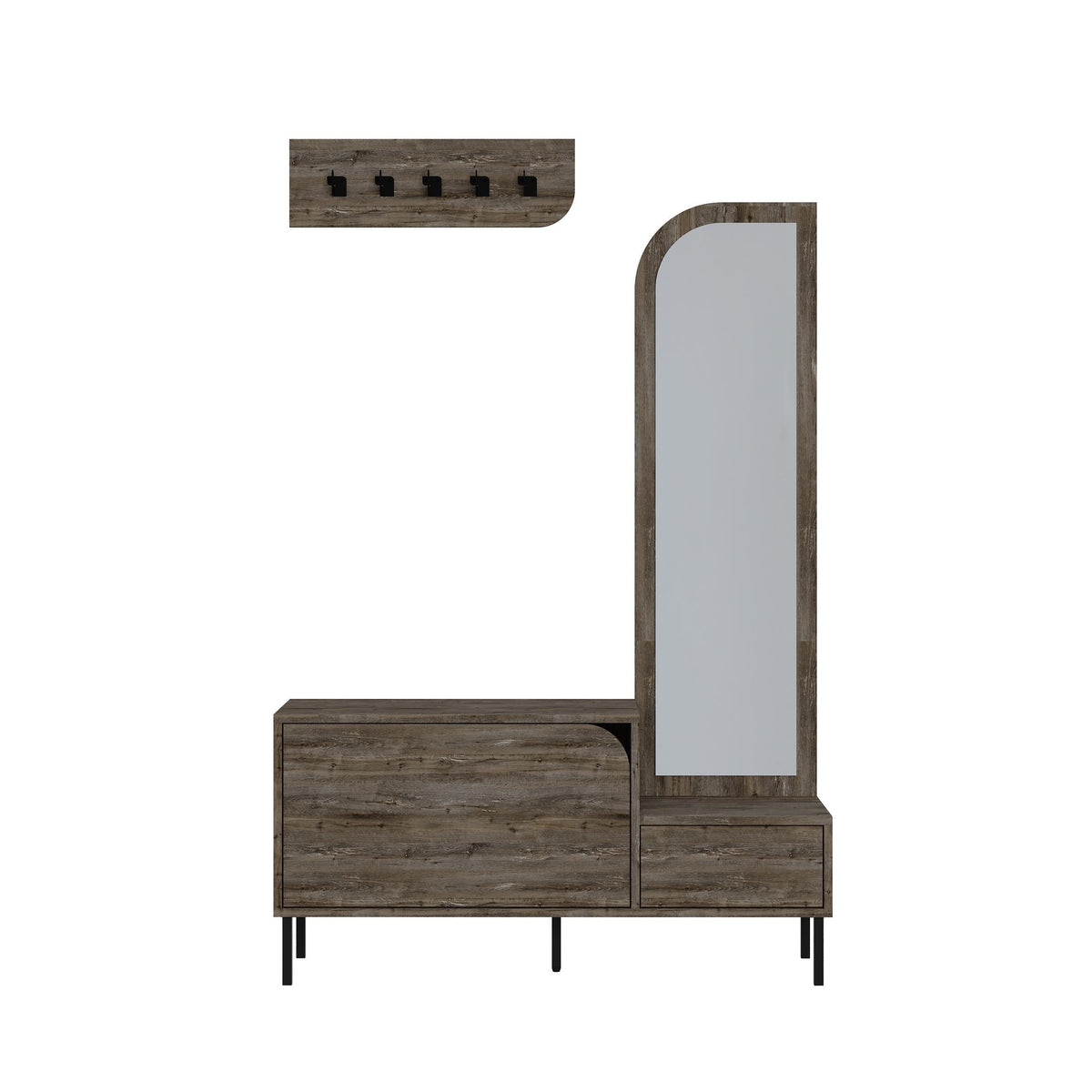 Decortieliving - Mila Shoe Cabinet & Hanger Set – 3-in-1 Hallway Unit with Mirror