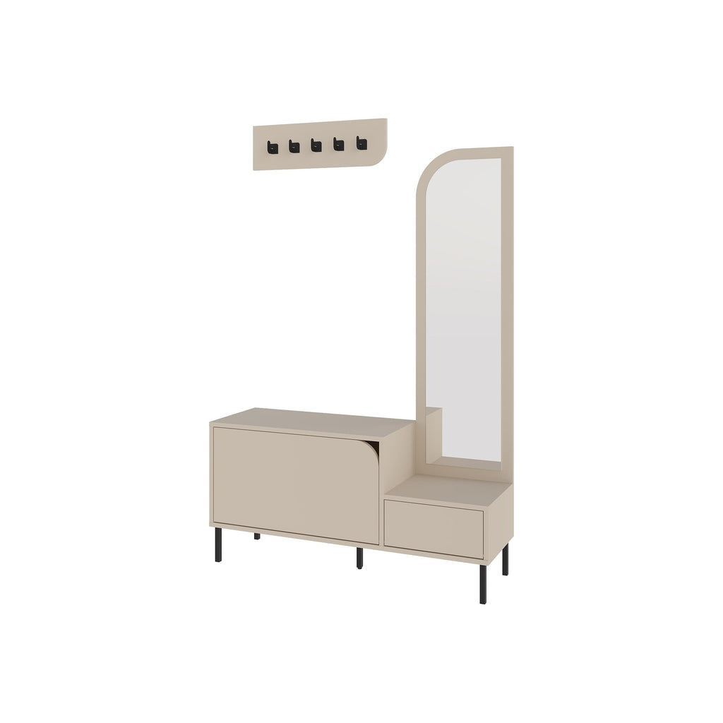 Decortieliving - Mila Shoe Cabinet & Hanger Set – 3-in-1 Hallway Unit with Mirror