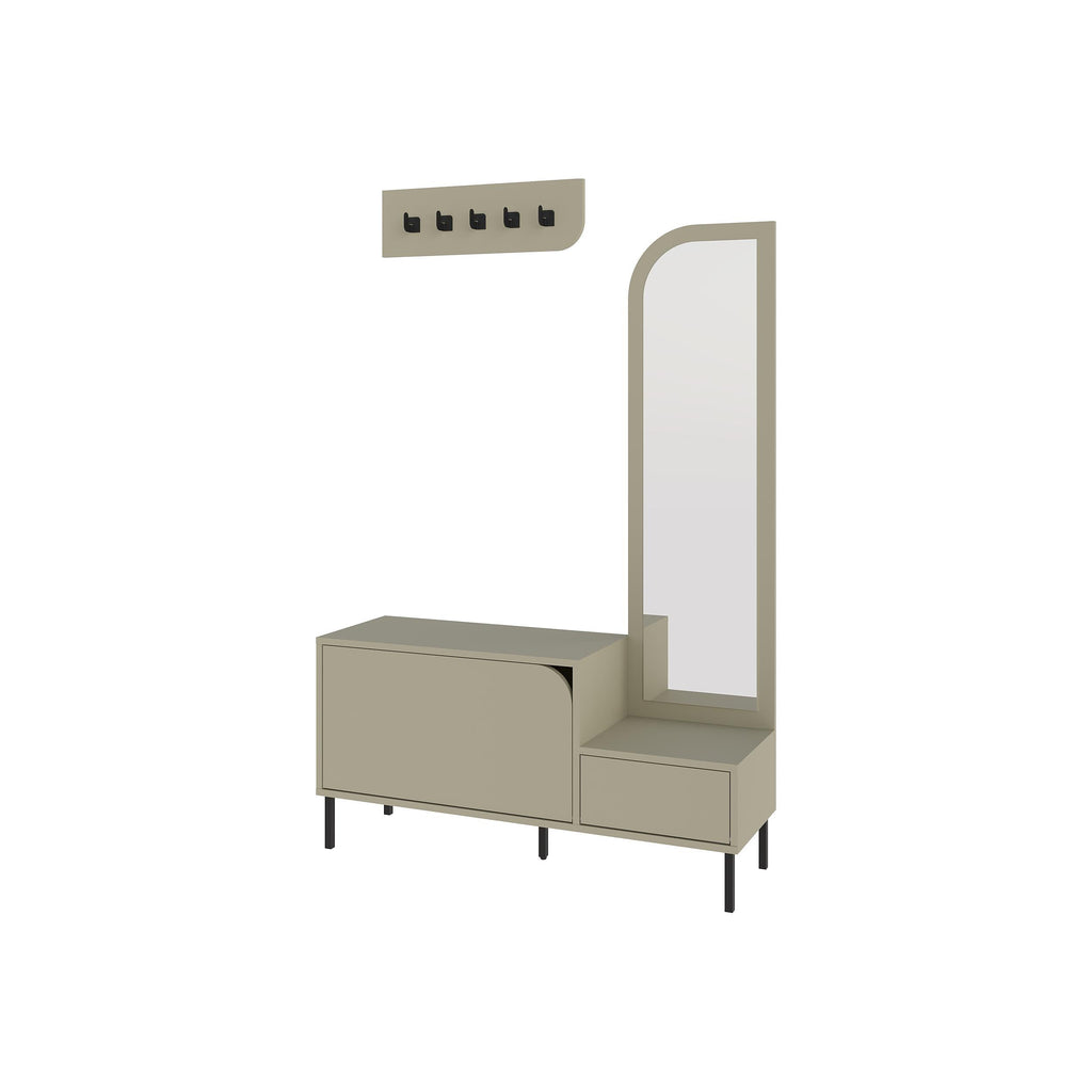 Decortieliving - Mila Shoe Cabinet & Hanger Set – 3-in-1 Hallway Unit with Mirror