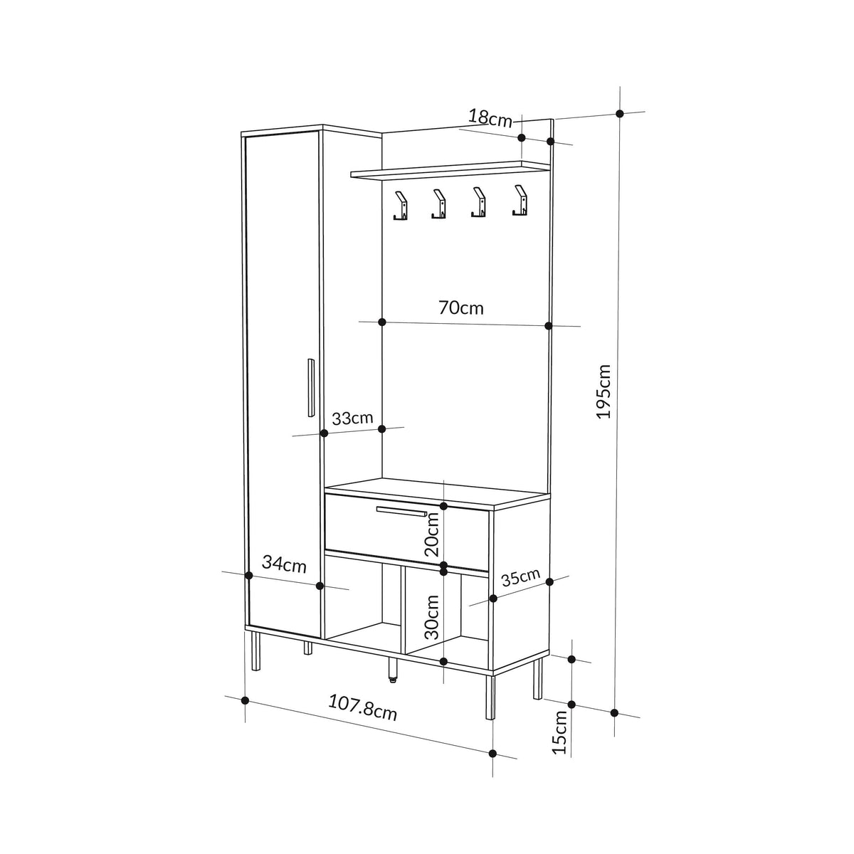 Decortieliving - Acton Hall Stand with Shoe Storage