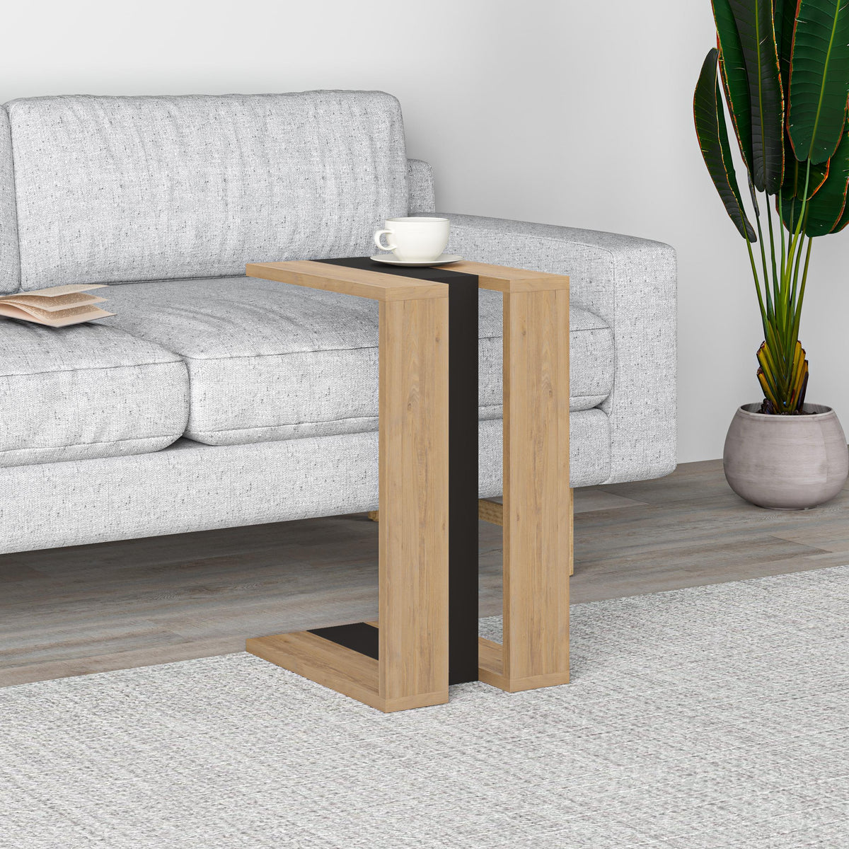 Decortieliving - Muju Modern C Shape Table Multipurpose H 57cm