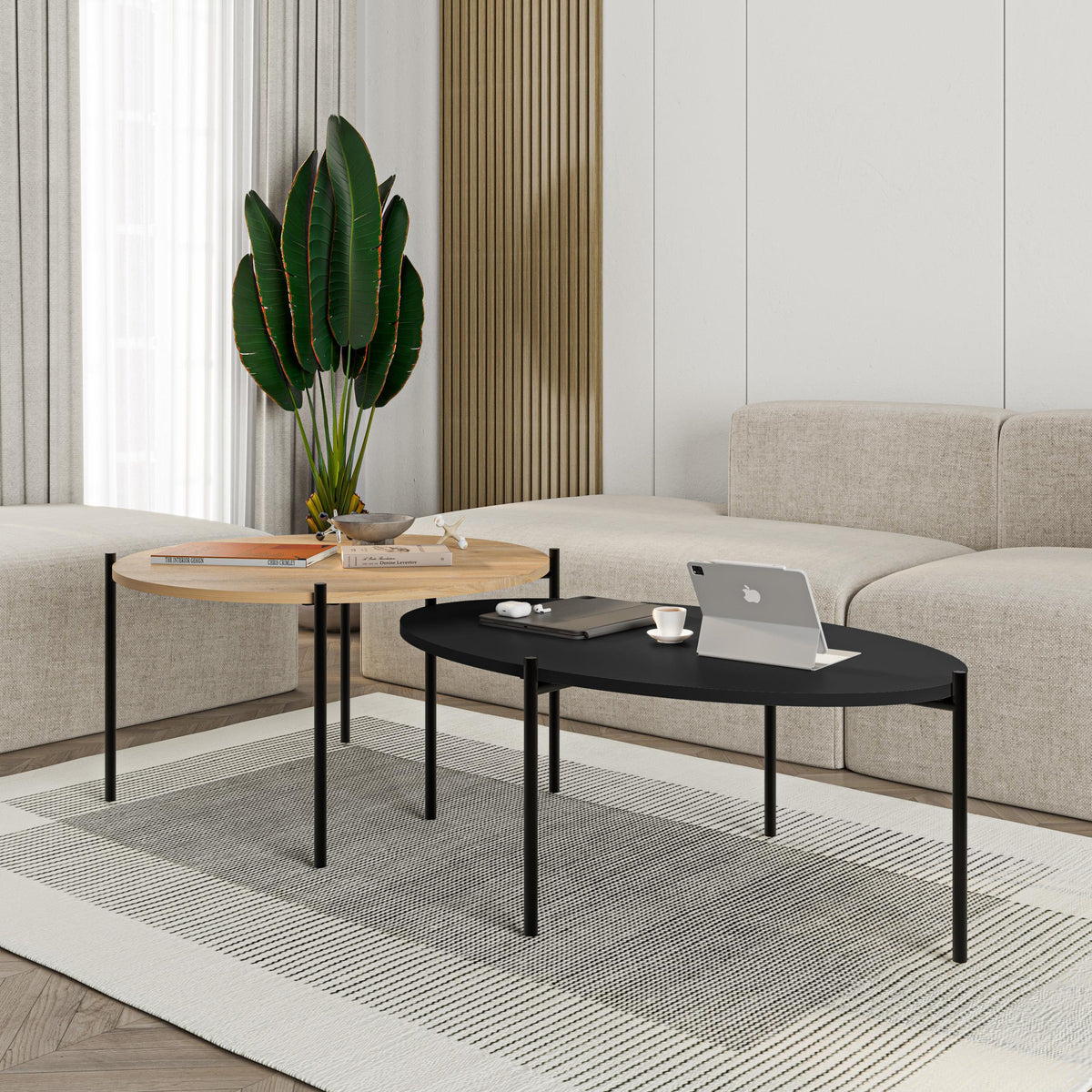 Decortieliving - Odelia Round and Oval Coffee Table Set