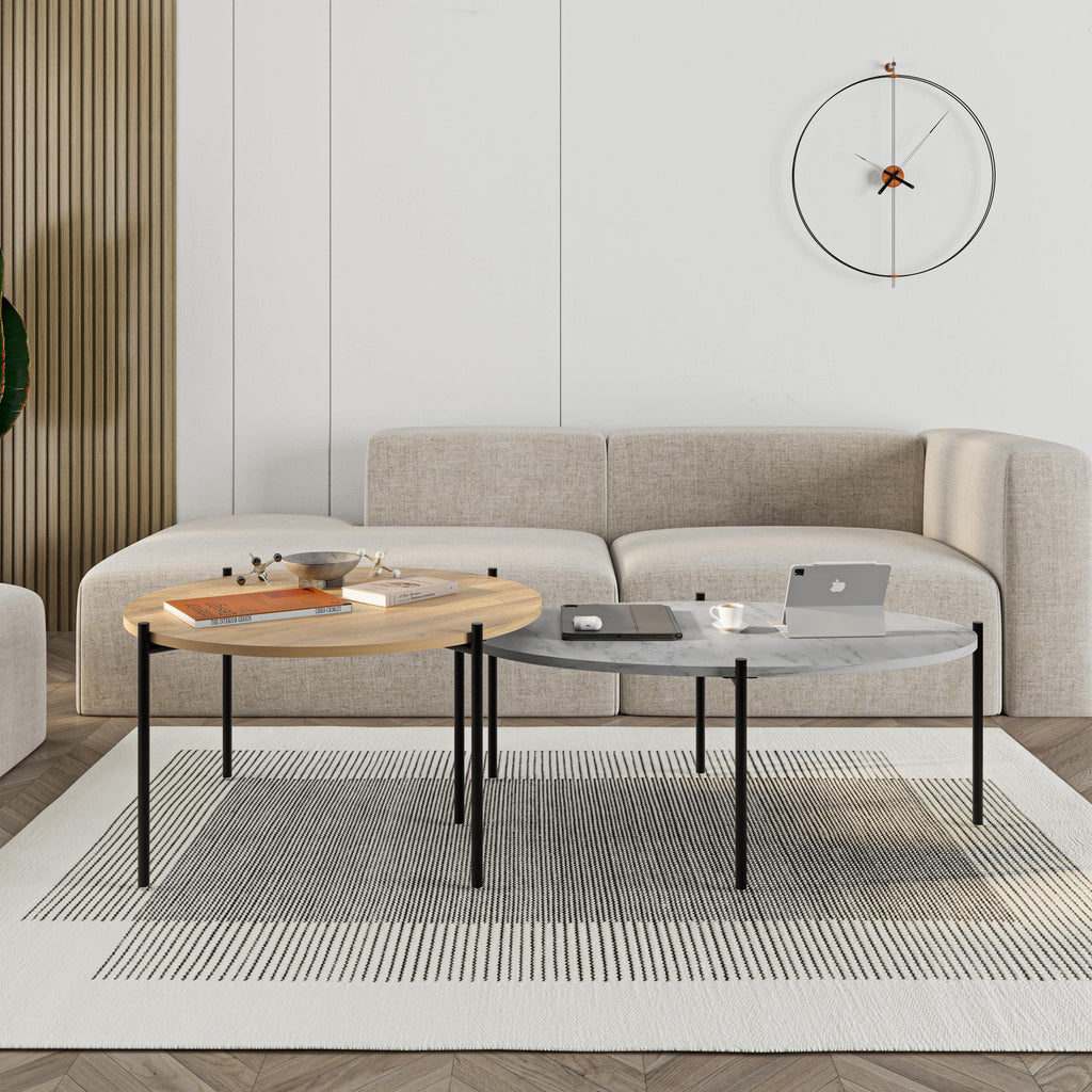 Decortieliving - Odelia Round and Oval Coffee Table Set
