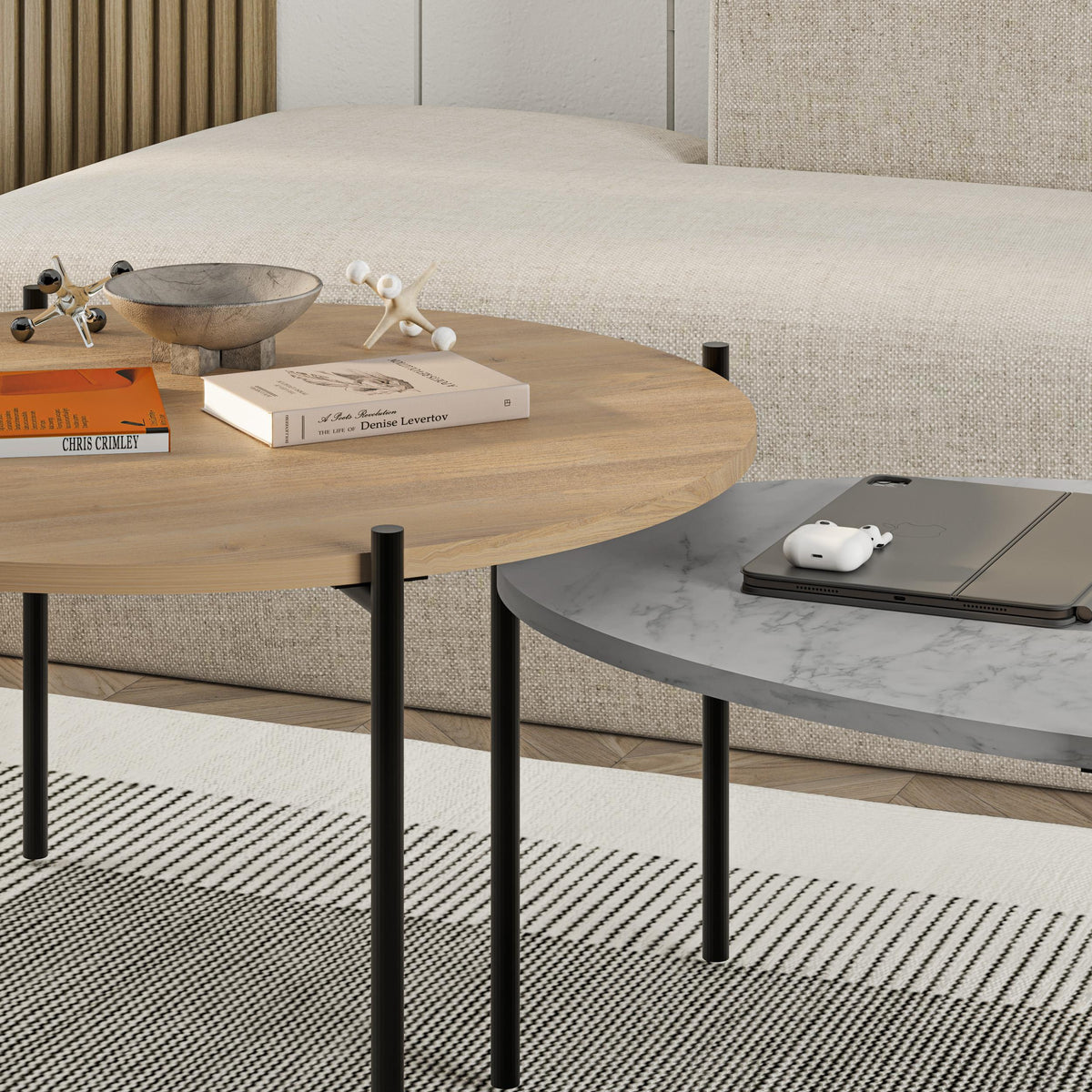 Decortieliving - Odelia Round and Oval Coffee Table Set