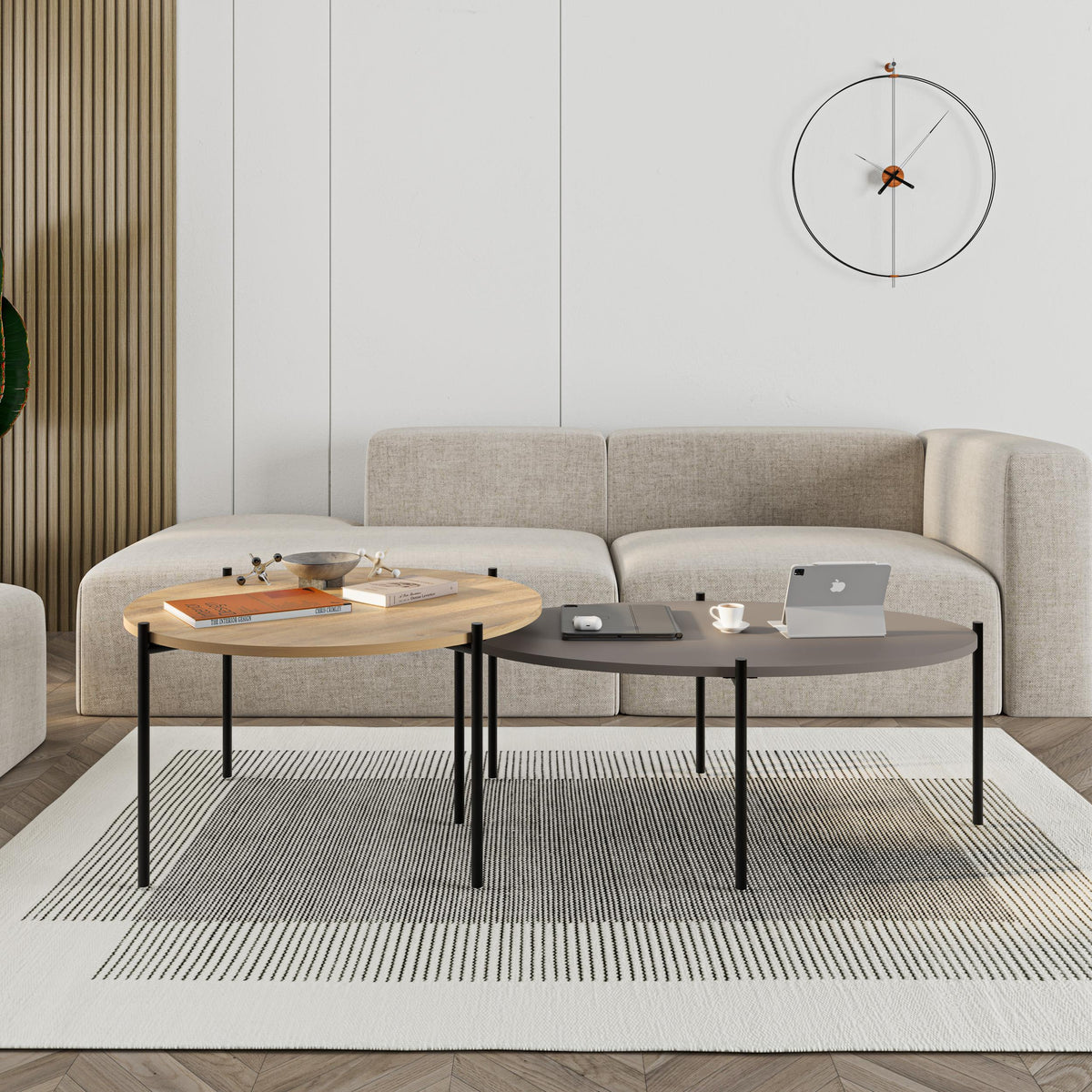 Decortieliving - Odelia Round and Oval Coffee Table Set