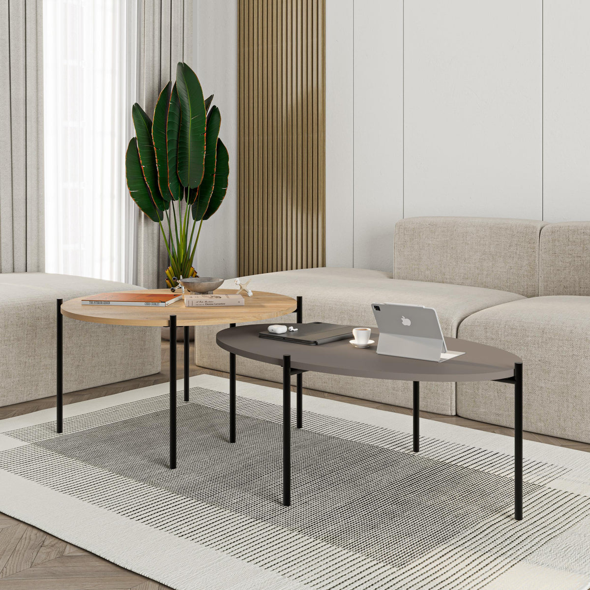 Decortieliving - Odelia Round and Oval Coffee Table Set