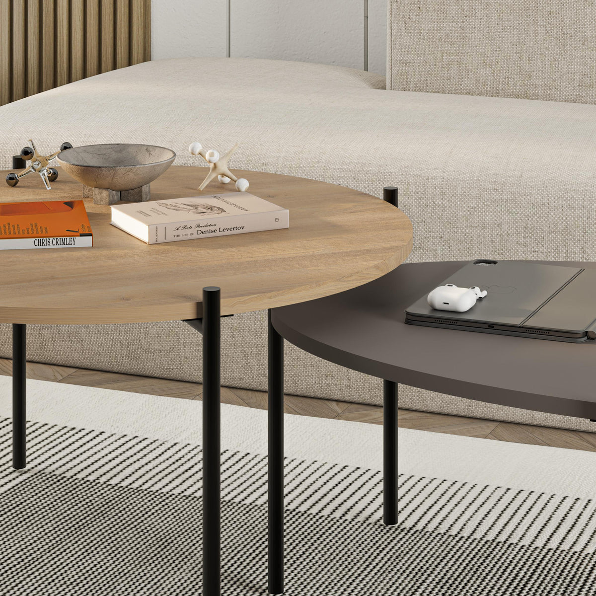 Decortieliving - Odelia Round and Oval Coffee Table Set