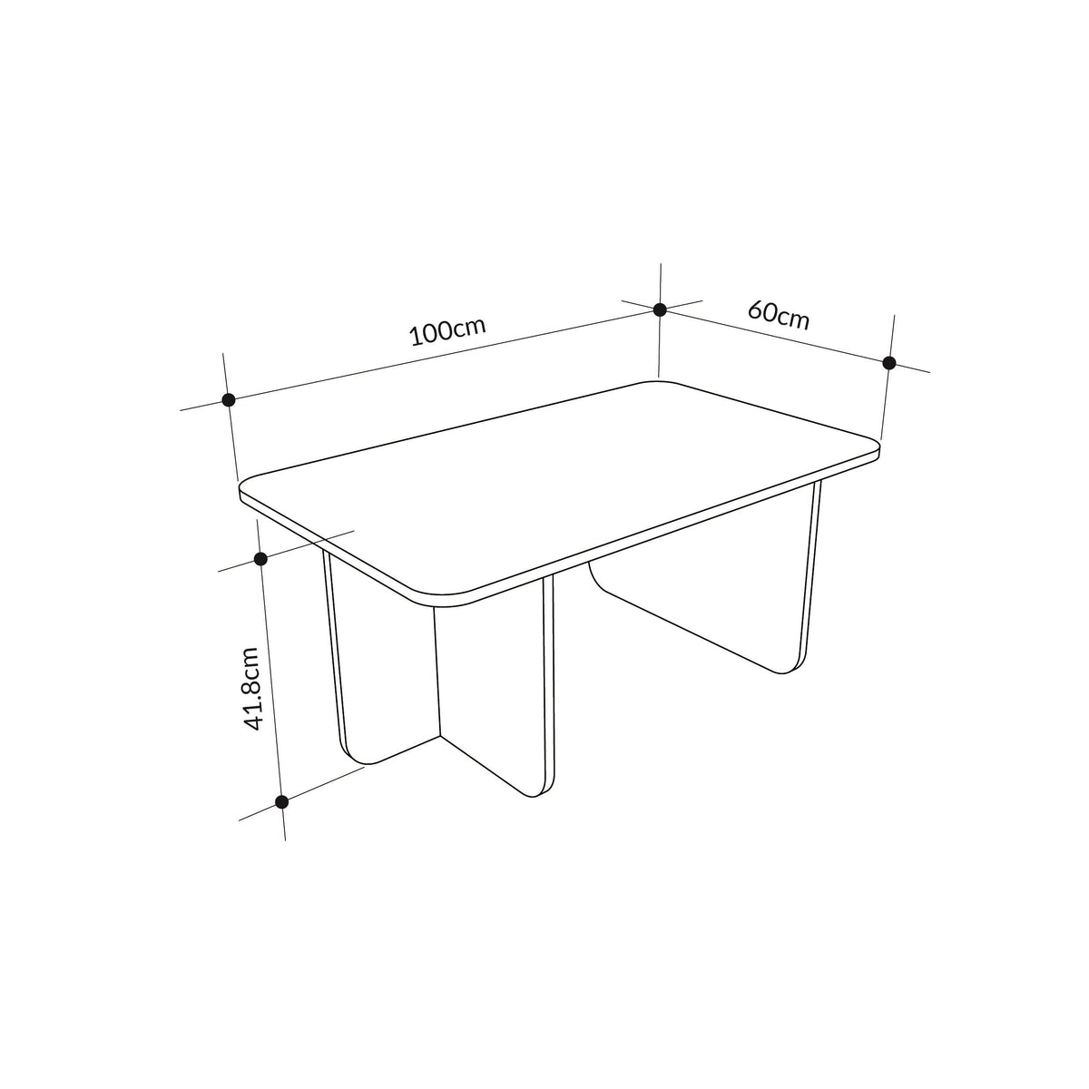 Decortieliving - Hillary Rectangular Coffee Table – 100 cm Modern Living Room Table