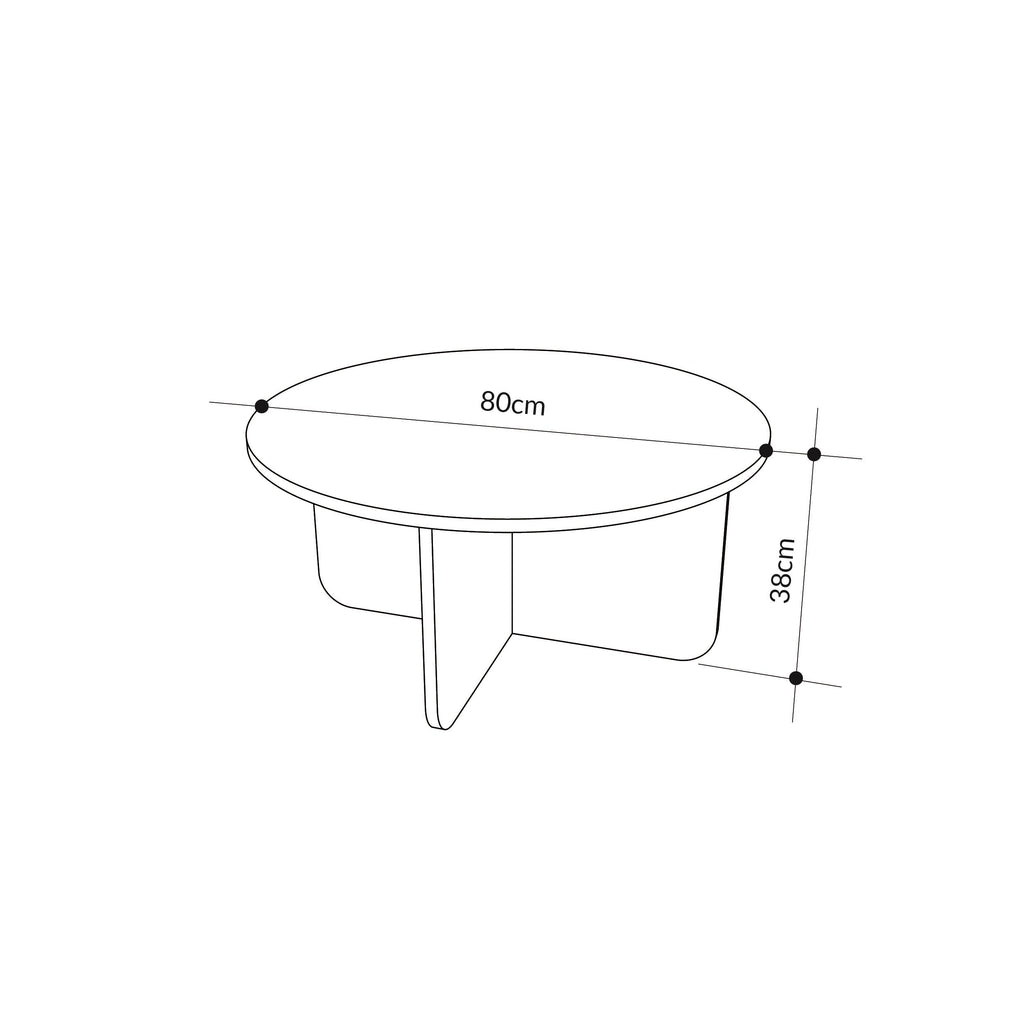 Decortieliving - Hillary Round Coffee Table – 80 cm Modern Living Room Table